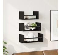 vidaXL Set mensole da parete 3 pz Rovere Nero 40x16x14cm