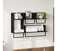 vidaXL Set mensole da parete 4 pcs Rovere Nero 65 x 25 x 30 cm
