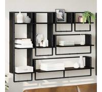 vidaXL Set mensole da parete 6 pcs Rovere Nero 100 x 25 x 30 cm