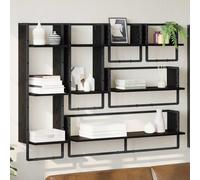 vidaXL Set mensole da parete A parete 6 pz Rovere Nero