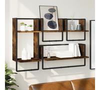 vidaXL Set Mensole Parete con Aste 4pz Rovere Fumo Legno Multistrato
