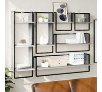 vidaXL Set Mensole Parete con Aste 6pz Grigio Sonoma Legno Multistrato
