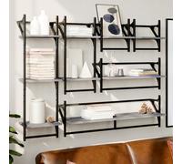 vidaXL Set Mensole Parete con Aste 6pz Grigio Sonoma Legno Multistrato