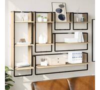 vidaXL Set Mensole Parete con Aste 6pz Rovere Sonoma Legno Multistrato