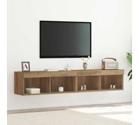 vidaXL Mobile TV - Grande supporto TV in legno ingegnerizzato - centro intrattenimento illuminato a LED - console per soggiorno con cassetti - finitura in rovere artigianale - design rettangolare