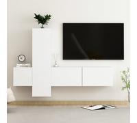 vidaXL Set Mobile TV 3 pz Bianco in Truciolato
