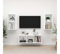 vidaXL Set Mobile TV 3 pz Bianco in Truciolato