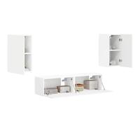 vidaXL Set mobile TV 4 pcs Bianco Legno multistrato, Set di mobili moderni, decorazioni trendy, stoccaggio pratico per il soggiorno, centro di intrattenimento versatile, design funzionale