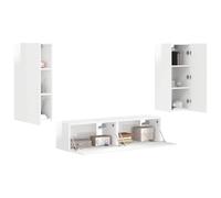 vidaXL Set mobile TV 4 pcs Bianco Lucido Legno multistrato, Set di mobili moderni, decorazioni trendy, stoccaggio pratico per il soggiorno, centro di intrattenimento versatile, design funzionale