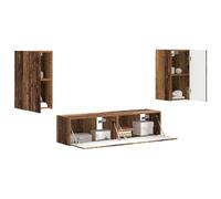 vidaXL Set mobile TV 4 pcs Legno vecchio Legno multistrato, Set di mobili moderni, decorazioni trendy, stoccaggio pratico per il soggiorno, centro di intrattenimento versatile, design funzionale