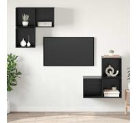 vidaXL Set mobile TV 4 pcs Rovere Nero Legno multistrato