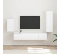 vidaXL Set mobile TV 4 pz Bianco Lucido