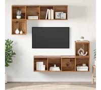 vidaXL Set mobile TV 4 pz Legno vecchio Legno ingegnerizzato