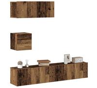 vidaXL Set Mobile TV 4 pz Montato a Parete Legno Antico in Truciolato