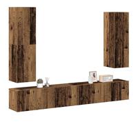 vidaXL Set Mobile TV 4 pz Montato a Parete Legno Antico in Truciolato