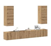 vidaXL Set Mobile TV 4 pz Montato a Parete Rovere in Legno Multistrato