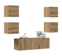 vidaXL Set Mobile TV 5 pz Montato a Parete Rovere in Legno Multistrato