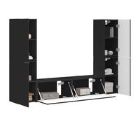 vidaXL Set mobile TV 6 pcs Nero Legno multistrato, Supporto TV regolabile, Unità media moderna, Centro di intrattenimento versatile, Home theatre, Set di mobili spazioso