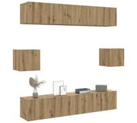 vidaXL Set Mobile TV 6 pz Montato a Parete Rovere in Legno Multistrato