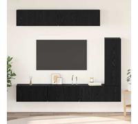 vidaXL Set mobile TV 6 pz Rovere Nero Legno ingegnerizzato