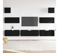 vidaXL Set mobile TV 7 pcs Rovere Nero 100 x 30 x 30 cm
