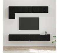 vidaXL Set mobile TV con lo scaffale con archiviazione con porta 5 pcs Rovere Nero