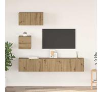 vidaXL Set mobile TV con lo scaffale Montaggio a parete con archiviazione con porta 4 pcs rovere artigianale
