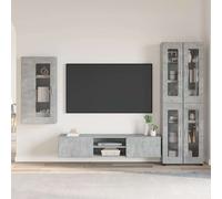 vidaXL Set mobile TV FLORIN 3 pz Grigio cemento Legno ingegnerizzato