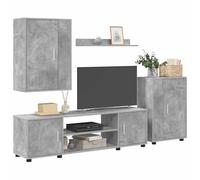 vidaXL Set di Mobile TV da 4 Pezzi 4 PCS Grigio Cemento