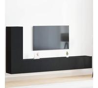 vidaXL Set mobile TV Montaggio a parete Rovere Nero Legno multistrato