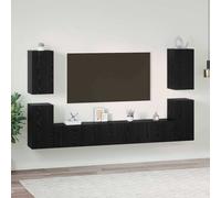 vidaXL Set mobile TV Montaggio a parete Rovere Nero Legno multistrato