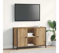 vidaXL Centro di Intrattenimento Moderno in Rovere Artigianale con Accenti Neri | 2 Porte & 4 Gambe Quadrate Robuste Soluzione di Stoccaggio per Un Soggiorno Elegante Supporto TV Centro unità Multime