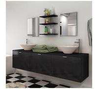 VIDAXL - Set Mobili da Bagno 10 pz con Lavabo e Rubinetto Nero