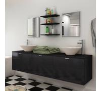 VIDAXL - Set Mobili da Bagno 10 pz con Lavabo e Rubinetto Nero