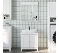vidaXL Set Mobili da Bagno 2 pz BERG Bianco in Legno Massello di Pino