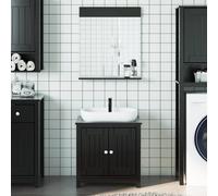 vidaXL Set Mobili da Bagno 2 pz BERG Nero in Legno Massello di Pino