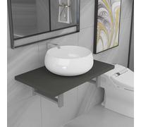 vidaXL Set Mobili da Bagno 2 pz Ceramica Grigio