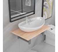 vidaXL Set Mobili da Bagno 2 pz Ceramica Rovere
