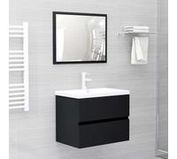 vidaXL Set Mobili da Bagno 2 pz Nero in Legno Multistrato