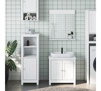 vidaXL Set Mobili da Bagno 3 pz BERG Bianco in Legno Massello di Pino