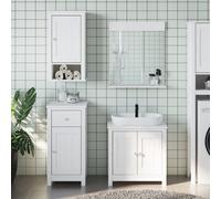 vidaXL Set Mobili da Bagno 3 pz BERG Bianco in Legno Massello di Pino