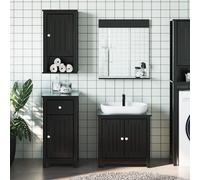 vidaXL Set Mobili da Bagno 3 pz BERG Nero in Legno Massello di Pino