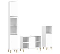vidaXL Set Mobili da Bagno 3 pz Bianco in Legno Multistrato