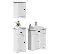 vidaXL Set Mobili da Bagno 3 pz BODO Bianco in Legno Massello di Pino