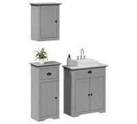 vidaXL Set Mobili da Bagno 3 pz BODO Grigio in Legno Massello di Pino