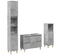 vidaXL Set Mobili da Bagno 3 pz Grigio Cemento in Legno Multistrato