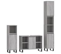 vidaXL Set Mobili da Bagno 3 pz Grigio Sonoma in Legno Multistrato