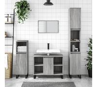 vidaXL Set mobili da bagno 3 pz Grigio Sonoma in legno multistrato
