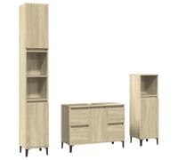 vidaXL Set Mobili da Bagno 3 pz Rovere Sonoma in Legno Multistrato