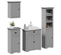 vidaXL Set Mobili da Bagno 4 pz BODO Bianco in Legno Massello di Pino